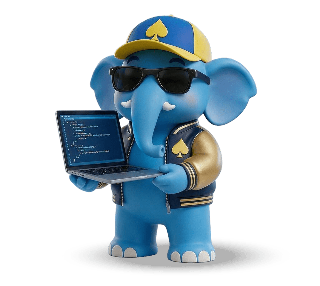 SolveByte mascot holding a laptop