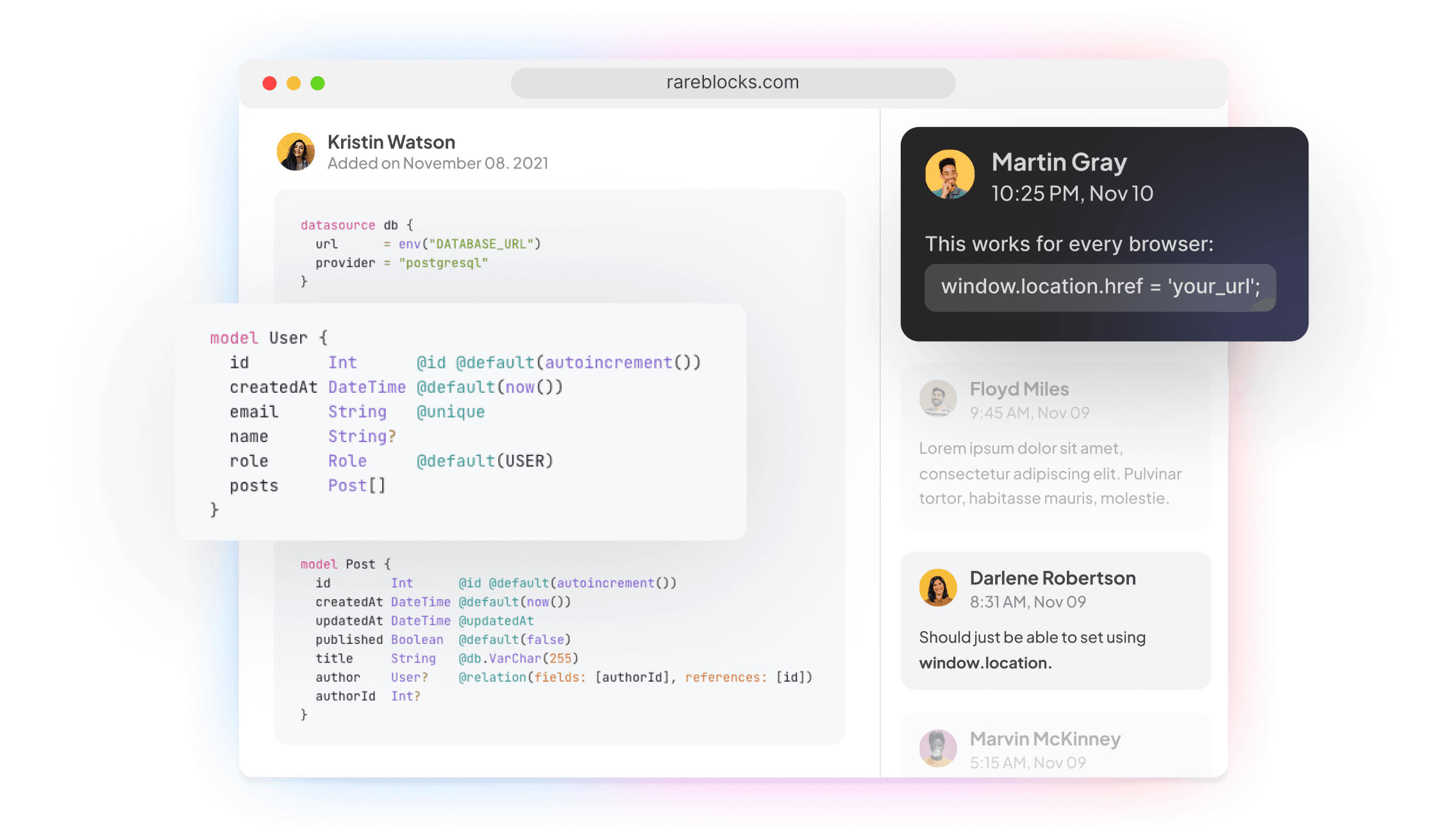 Code editor and review panel
