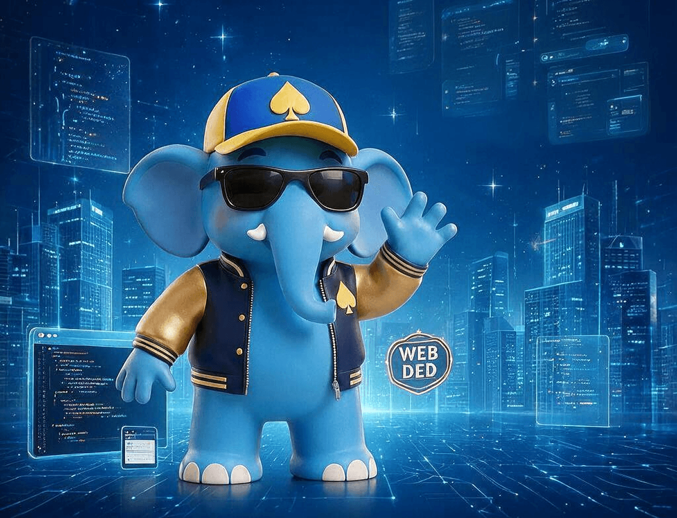 SolveByte mascot representing website development variants and models