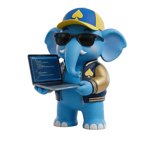 SolveByte mascot holding a laptop